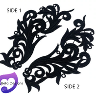 BLACK - Lace Applique Motif - Venise Lace (CURLY)