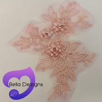 DUSTY PINK - Lace Applique Motif - 3D 3 Flower
