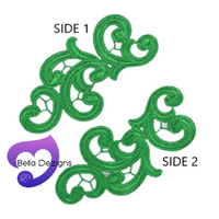 GREEN - Lace Applique Motif - Venise Lace (Swirls)