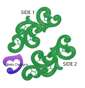 GREEN - Lace Applique Motif - Venise Lace (Swirls)