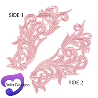 LIGHT PINK - Lace Applique Motif - Venise Lace (CURLY)