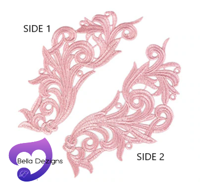 LIGHT PINK - Lace Applique Motif - Venise Lace (CURLY)