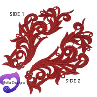 RED - Lace Applique Motif - Venise Lace (CURLY)