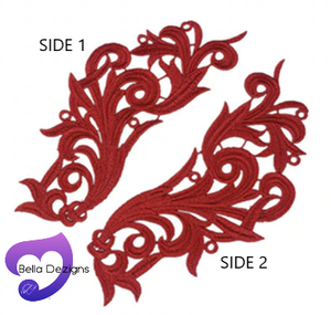 RED - Lace Applique Motif - Venise Lace (CURLY)