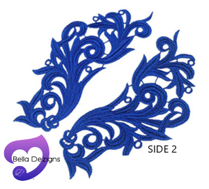 ROYAL BLUE - Lace Applique Motif - Venise Lace (CURLY)