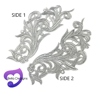 SILVER - Lace Applique Motif - Venise Lace (CURLY)