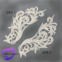 WHITE - Lace Applique Motif - Venise Lace (CURLY)