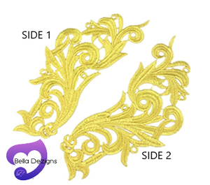 YELLOW - Lace Applique Motif - Venise Lace (CURLY)