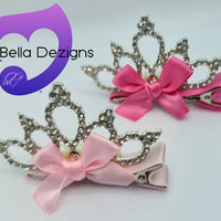 Diamante Tiara - Princess Bow Clip (2 Colours)