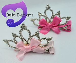 Diamante Tiara - Princess Bow Clip (2 Colours)