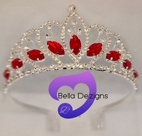 Diamante Tiara - Red Silver Beauty