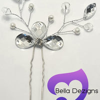 Diamante Hair Pins - HALF FLOWER