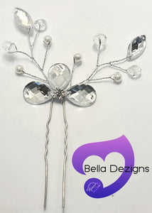 Diamante Hair Pins - HALF FLOWER