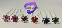 Diamante Hair Pins - METAL FLOWER
