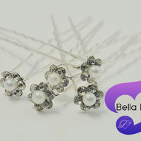 Hair Pins - SMALL DIAMANTE PEARL