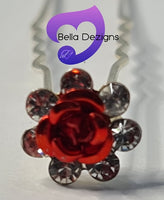 Diamante Hair Pins - METAL FLOWER
