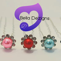 Diamante Hair Pins - COLOURED PEARL