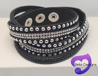 Bracelets - Leather Diamante Wraps (VARIOUS COLOURS)
