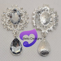 Buttons - Silver Rhinestone Flatback Drop Pendant