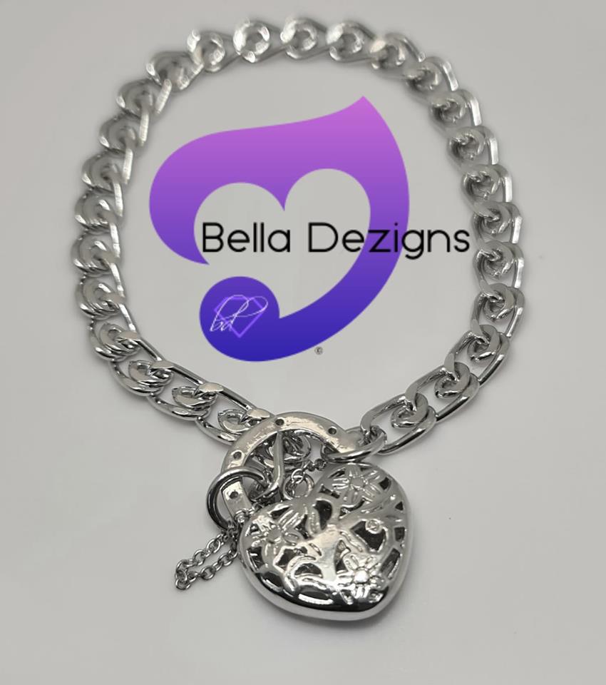 CLEARANCE - 9K White Gold Filled Padlock Belcher Bracelet