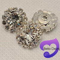 Buttons - Silver Rhinestone (Round)