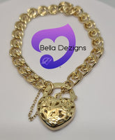 CLEARANCE - 9K Yellow Gold Filled Padlock Belcher Bracelets (VARIOUS DESIGNS)
