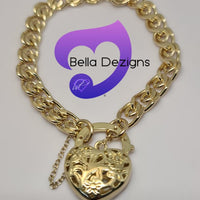 CLEARANCE - 9K Yellow Gold Filled Padlock Belcher Bracelets (VARIOUS DESIGNS)