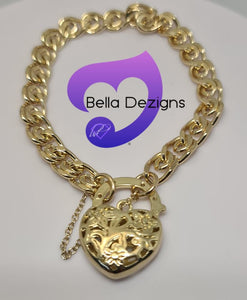 CLEARANCE - 9K Yellow Gold Filled Padlock Belcher Bracelets (VARIOUS DESIGNS)