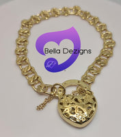 CLEARANCE - 9K Yellow Gold Filled Padlock Belcher Bracelets (VARIOUS DESIGNS)
