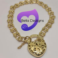 CLEARANCE - 9K Yellow Gold Filled Padlock Belcher Bracelets (VARIOUS DESIGNS)