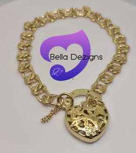 CLEARANCE - 9K Yellow Gold Filled Padlock Belcher Bracelets (VARIOUS DESIGNS)