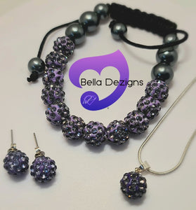 CLEARANCE - Shamballa Necklace, Bracelet & Earring Sets