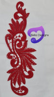 RED - Lace Applique Motif - Venise Lace (Leaves)
