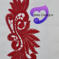 RED - Lace Applique Motif - Venise Lace (Leaves)