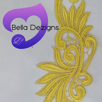 YELLOW - Lace Applique Motif - Venise Lace (Leaves)