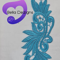 LAKE BLUE - Lace Applique Motif - Venise Lace (Leaves)