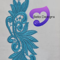 LAKE BLUE - Lace Applique Motif - Venise Lace (Leaves)