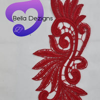 RED - Lace Applique Motif - Venise Lace (Leaves)