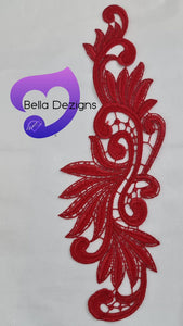 RED - Lace Applique Motif - Venise Lace (Leaves)