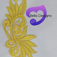 YELLOW - Lace Applique Motif - Venise Lace (Leaves)