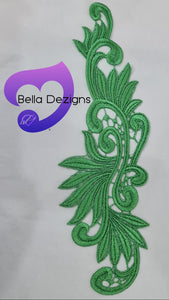 GREEN - Lace Applique Motif - Venise Lace (Leaves)