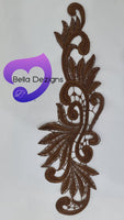 BROWN - Lace Applique Motif - Venise Lace (Leaves)
