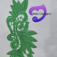 GREEN - Lace Applique Motif - Venise Lace (Leaves)