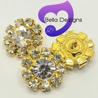 Buttons - Gold Rhinestone (Round)