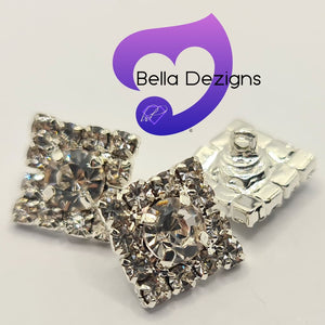 Buttons - Silver Rhinestone (Square)