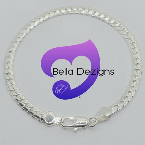 Bracelets - 925 Sterling Silver Plated Flat Link Pattern Bracelet