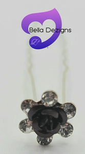 Diamante Hair Pins - METAL FLOWER