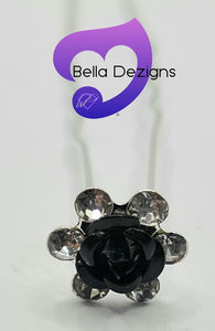 Diamante Hair Pins - METAL FLOWER