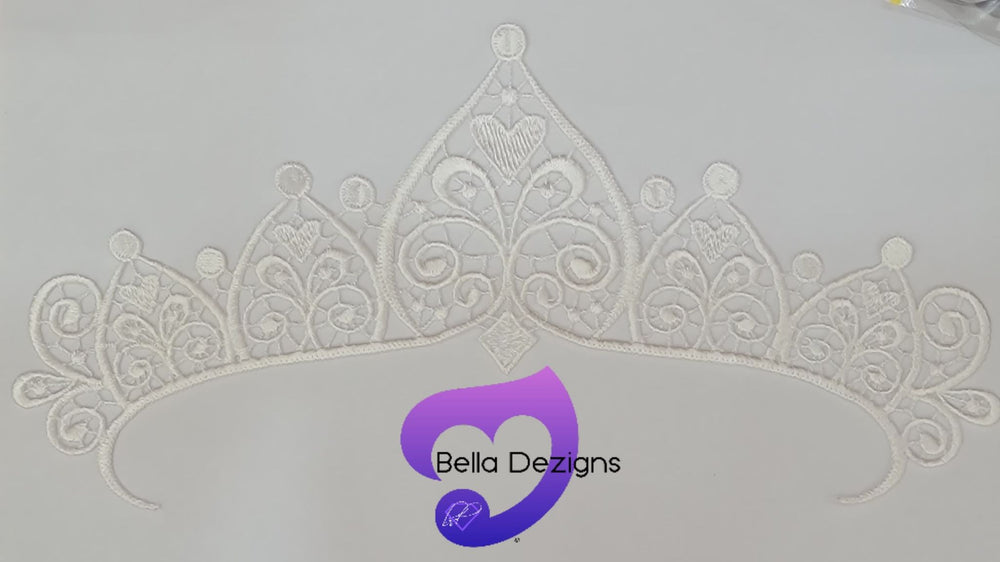 WHITE - Lace Applique Motifs - Crowns