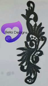 BLACK - Lace Applique Motif - Venise Lace (Leaves)